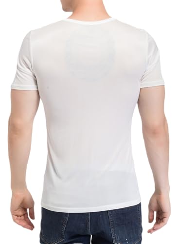 Mens Mulberry Silk T Shirt Scoop Neck TEE Shirts Short Sleeve Undershirt Lightweight Knit Silk Workout Shirts Blouse Tops4