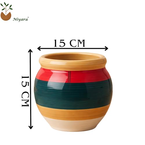 Image of Niyara Ceramic planters pots for Indoor Outdoor Home, Garden Office Decor Balcony Planters Gamla Flower Size Small 6 inches (Wild Flower)