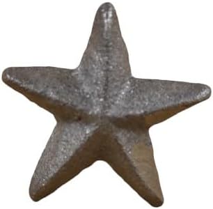 Cast Iron Star Nail Decorations, 1 7/8" Wide, 1 1/4" Long Nail, Natural Iron, Set of 25 for Crafts, Flags, Door Decoration, Clavos, Tacks