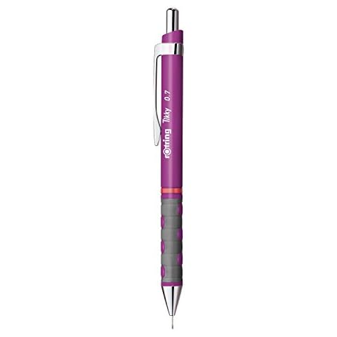 Rotring Tikky portaminas, HB, 0,7 mm, Color Morado con agarre de goma suave al tacto y borrador integrado Cover
