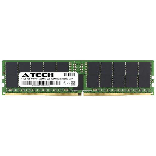 Image of A-Tech 64GB DDR5 5600MHz PC5-44800 ECC RDIMM 2Rx4 (EC8 10x4) Dual Rank 1.1V ECC Registered DIMM 288-Pin Server RAM Memory Upgrade Module (A-Tech Enterprise Series)