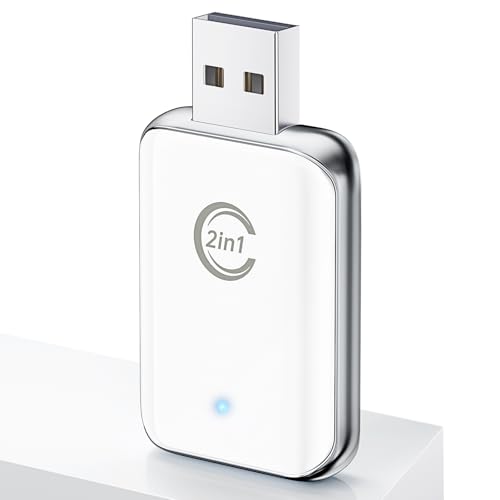 Image of Wireless Carplay Adapter for iPhone, Convert Wired Car Play to Wireless, 2 in 1 Plug and Play Mini CarPlay and Android Auto Adapter for iOS 10 Android 11 and Above, Cars with Built-in Carplay (White)