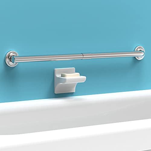 Safety+Beauty 1-1/4 X 32In Stainless Steel Bath Safety Grab Bar, Asymmetrical Design, Ada Compliant 500Lbs Support, Brushed Nickel, Assembly Needed #TOP13