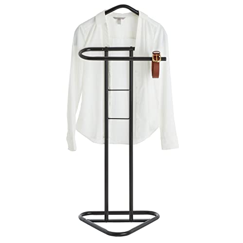 IDIMEX Herrendiener Camilo, praktischer Stummer Damen Diener mit Hosenbügel, schöner Kleiderbutler mit Sackohalter, moderner Kleiderständer in schwarz lackiert