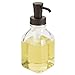 mDesign Square Glass Refillable Liquid Soap Dispenser Pump Bottle for Bathroom Vanity Countertop, Kitchen Sink - Holds Hand Soap, Dish Soap, Hand Sanitizer, Essential Oils - 2 Pack - Clear/Bronze