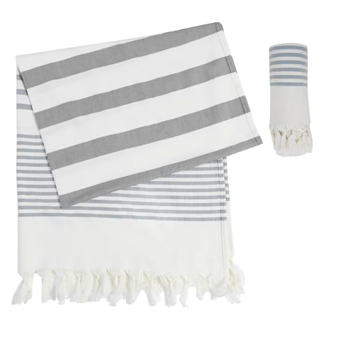 Winthome Toalla Playa Suave 180x100cm Toalla Hammam de 100% Algodón, Ligero Ahorra Espacio, Beach Towel con Borlas Absorbente, Libre de Arena, Toalla de Baño Turco para Mujer Hombre (1 Pack)