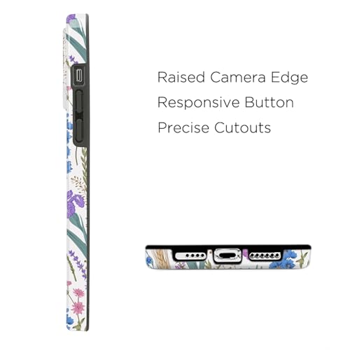 Coque rigide iPhone 15 / 14 protégeant des chutes avec silicone fin et fleurs MagSafe - 5