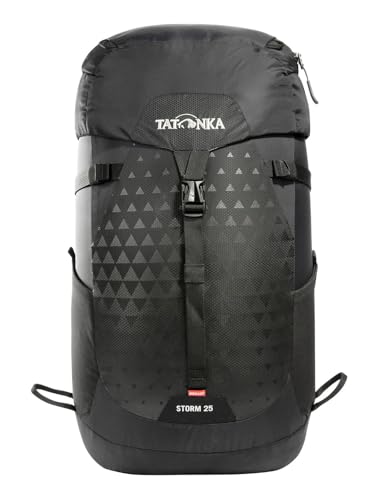 Tatonka Wanderrucksack Storm 25l RECCO mit Rückenbelüftung und Regenschutz - Leichter, bequemer Rucksack zum Wandern mit RECCO-Reflektor - PFC-frei - 25 Liter (black)