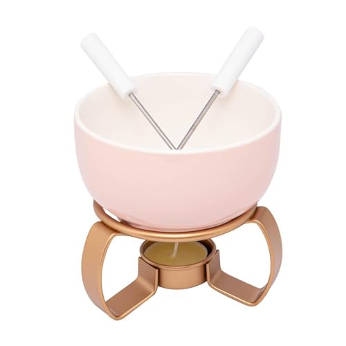 LYOR - Aparelho de Fondue 4 Peças Aspen Rosa 350ml - Ideal para Chocolate
