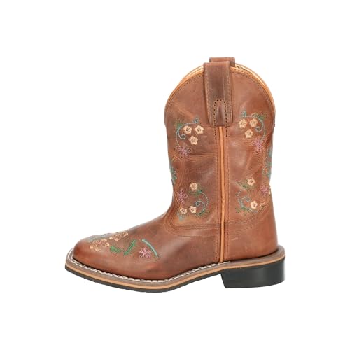 Image of Smoky Children's Kid's Floralie Brown Leather Western Cowboy Boot