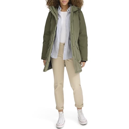 DOCKERS Women's Cinched Waist Hooded Parka Jacket with Quilted Interior2