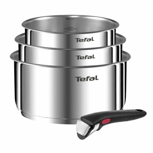 TEFAL L896S404 INGENIO EMOTION Set 3 Casseroles 16/18/20 cm+1 poignée - Inox - Tous feux dont induction