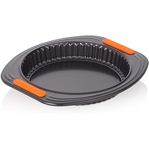 Molde tarta con base extraíble, redondo, resistente a ácidos, acero al carbono, Gris y Naranja Cover