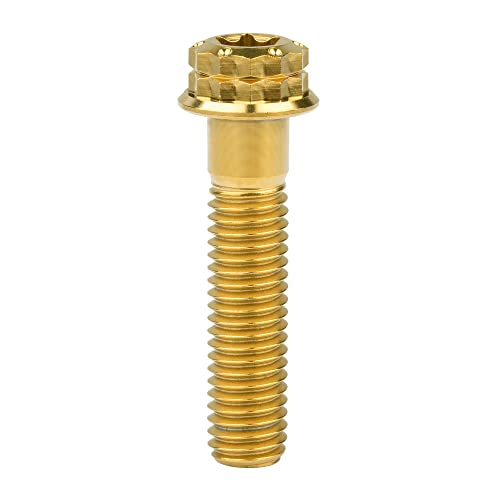 Image of Titanium Flange 12 Point Head M8 x15 20 25 30 35 40 45 50 55 60 65mm Screw Bolt Pack of 4 (M8x35mm, Gold)