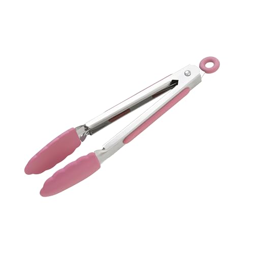 Wiltshire Mini Silicone Kitchen Tongs, 18cm, Cooking & Serving Tongs, Salad & BBQ Tongs, Stainless Steel, Heat-Resistant Utensil, Non-Stick, Non-Scratch Tip, Studio Pink, 21x3.2x2.7cm