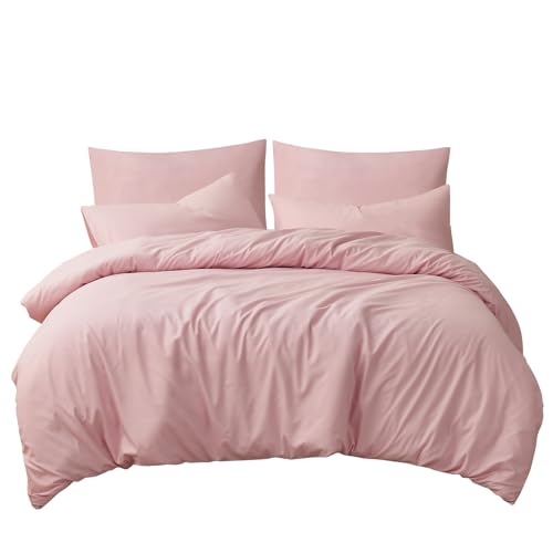 RUIKASI Bettwäsche 200x220 Rosa 3teilig - Hellrosa Mikrofaser Bettwäsche-Sets Oeko-TEX, Bettbezüge 200 x 220cm + 2 Kissenbezüge 80x80cm mit...