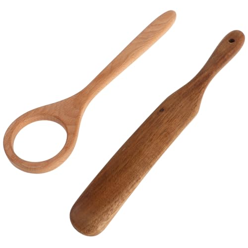 OATIPHO Batidor Danés de Madera para Masa, Espátula de Madera de Acacia Multifuncional, Batidor Pequeño Ergonómico para Amasar Pan y Masa Madre, Utensilio para Repostería y Reutilizable