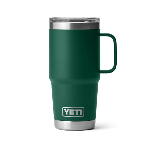 YETI Rambler 20 oz Travel Mug, Stainless Steel, Vacuum Insulated with Stronghold Lid, Black Forest Green