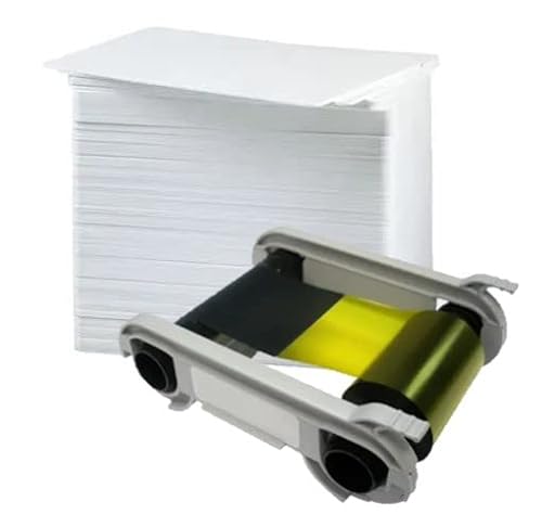 Evolis R6F003MD06 Color Ribbon YMCKOK - 200 Prints for Primacy ID Printers with 500 ID Zone Premium White Blank Plastic CR80 30 Mil PVC Cards
