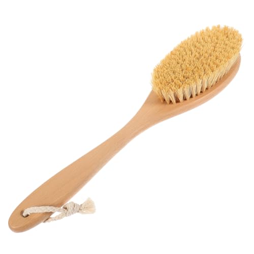 iplusmile Cepillo de Ducha con Mango de Sisal y Madera Exfoliante Corporal Resistente para Espalda Baño Diario y Limpieza Profunda