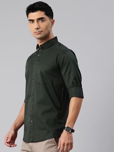 Image of Majestic Man Men's Cotton Slim Fit Solid Casual Shirt