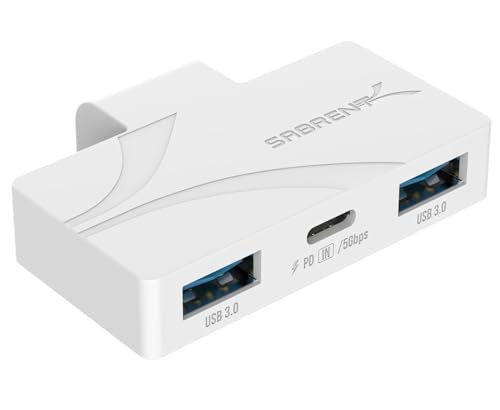 SABRENT USB Tipo C | 3 Puertos para Juegos para ASUS ROG Ally | Ligero, portátil, enchufar y Usar |Carga de 100W PD3.0, Puertos USB A y USB C [HB ROAY]