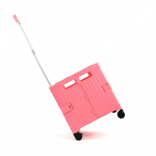 Chariot de courses pliable et organisateur de bureau rose multi-usage