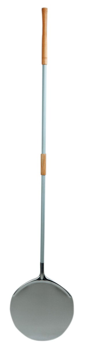 Pala de aluminio para pizza con mango de madera - Redonda - 40 cm de diámetro.