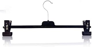 RelianceUK 10 x Strong Black Plastic Clip Hanger for Clothes Trousers Pants and Skirts With Adjustable Clip For Different Sizes Space Saving Hangers