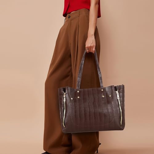 Image of DANIEL CLARK Crocodile Pattern Tote Bag for Womens, Big Purses And Handbag Ladies Big Shoulder Bag