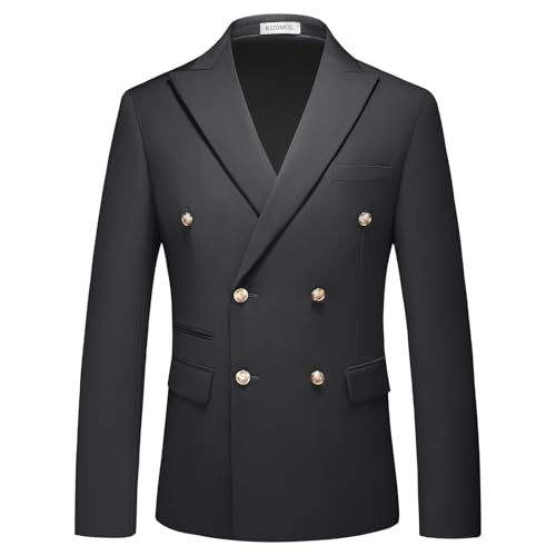 Suit for Men Solid Double Breasted 2 Piece Tuxedo Set Regular Fit Peak Lapels Jacket and Pants2
