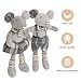 HUGMO Mouse Couple, Soft Stuffed Plush Girl and Boy Mice with Matching Grey Tweed Outfits