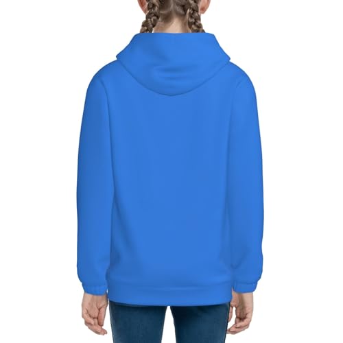 Dodgerblue Kids Pullover Hoodies Boys Zip Up Sweatshirts Girls Athletic Clothes with Pocket 5