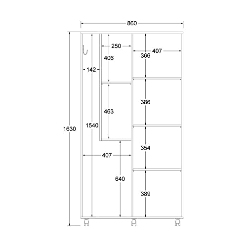 Armário Multiuso Ditália 2 Portas com Rodízios Ar-70 Preto