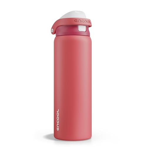 Image of ENCOOL Leakproof Insulated Water Bottle with Straw Dual-Sip Water Bottle Bag-Safe Design for Work, Commute & Gym - Keeps Drinks Cold All Day, 32 oz, Ember Clay