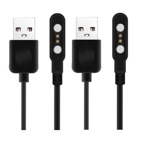 BaiWeiDun [2 Pack] Smart Watch Charger Cable, Magnetic SmartWatch Accessories Charger Cable 2 Pin Cord, Charger Contact pin spacing 3 mm for Smart Watch, Fitness Tracker (2)