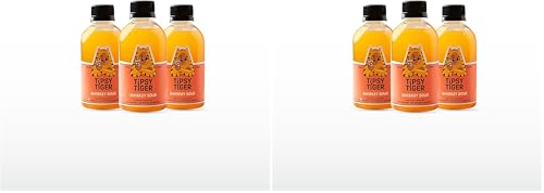 Image of Tipsy Tiger Whiskey Sour, Whiskey Cocktail Mixer, Makes 6 Drinks, Less Than 3% added Sugar, 250ml (Pack of 6 bottles, Coaster & bamboo stirrers), Fuss Free- Just add Ice and Alcohol