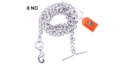 Image of Dog Chain Silver Grind No.8 Heavy Weight Dogs Leash Heavy Duty Dog Chain with Heavy Hook (L - 60inch) for Large Dogs (8 Number)