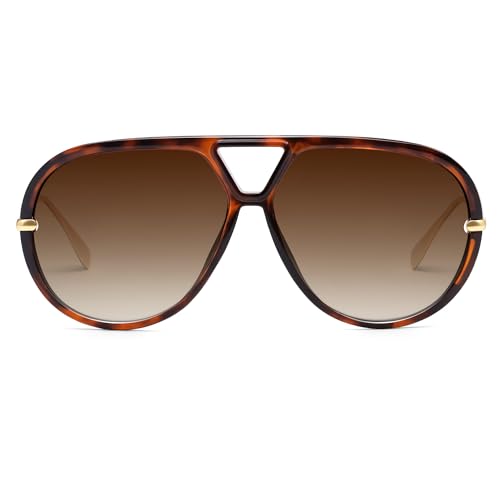 Image of VANLINKER Oversized Trendy Polarized Aviator Sunglasses for Women Men Retro Round Sunglasses Vintage Shield Shades VL9798