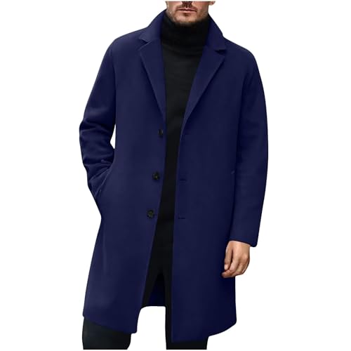 OTSANT Trench Coat Men Lapel Wool Blend Coat Single Breasted Long Jacket Overcoat Business Casual...