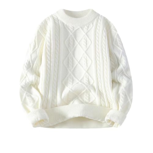 Men's Winter Warm Plush Solid Cabled Turtleneck Sweater, Thick Knitwear for Autumn and Winter