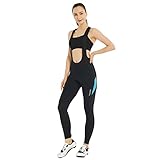 Santic Fahrradhose Damen Lang mit Träger Fahrrad Trägerhose Gepolstert Radhose Lang mit Träger mit Taschen Blau EU L