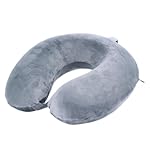 Travel Pillow,100% Pure Memory Foam U Shaped Neck Pillow,Super Lightweight Portable Headrest Great for Airplane, Car,Home,Office,Sleeping Rest (Grey)