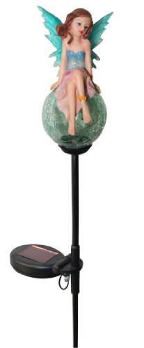 Solaration® 1038 Blue Tinker Bell Crackle Glass Ball Garden Decor Light