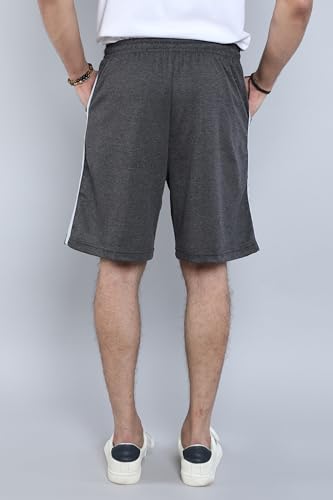 Image of Particle Men's Plus Size & Big Size Cotton Bermuda Shorts | 230 GSM Ribbed Fabric | Half Pants with Double Side Stripes (Waist 36-52 Inch) | Round Pocket
