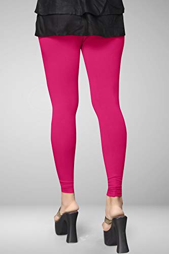 Image of Women's Cotton Skinny Leggings with Ankle Length Solid Pattern Mid Rise and Elastic Closure | Cotton Skinny Leggings for Womens
