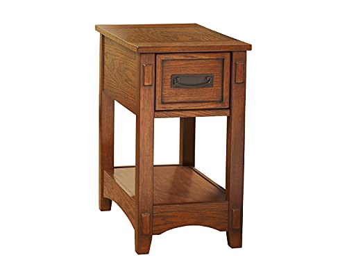 mission oak side table - Signature Design by Ashley Breegin New Traditional Wooden Chair Side End Table with 1 Drawer and 1 Fixed Shelf, Brown,26.00