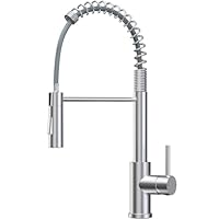 CECIPA Wasserhahn Küche, Hochdruck Küchenarmatur Mit Herunterziehbare Brause, Mischbatterie Küche Zwei Sprühfunktionen, Hoher Bogen Spültischarmatur 360° Drehung, Edelstahl Gebürstet