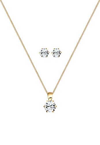 Elli - Set Da Donna Basic Elegante Con Cristalli Swarovski, In Argento Sterling 925 Placcato Oro E Placcato Oro, Colore: Gold, Cod. 0902410817_45 - 2