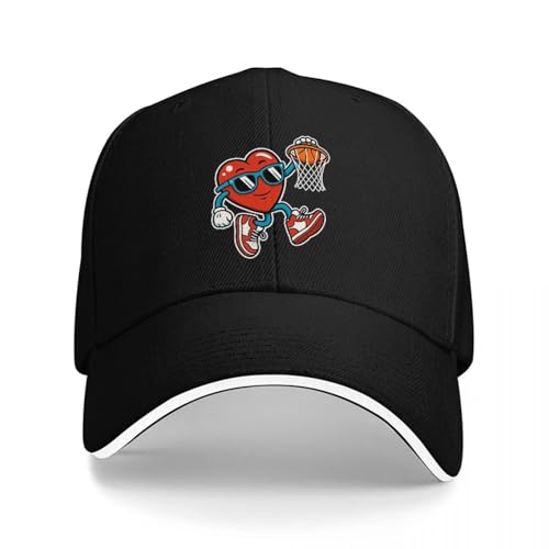 Casquette de baseball au logo basket cœur idéale pour les fans de sport et sorties décontractées